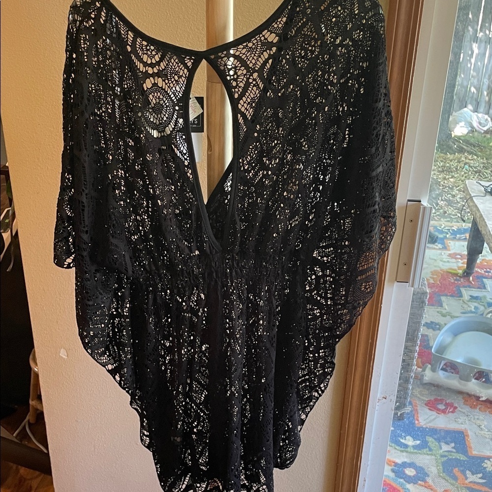 Elegant Black Lace Swim Coverup
